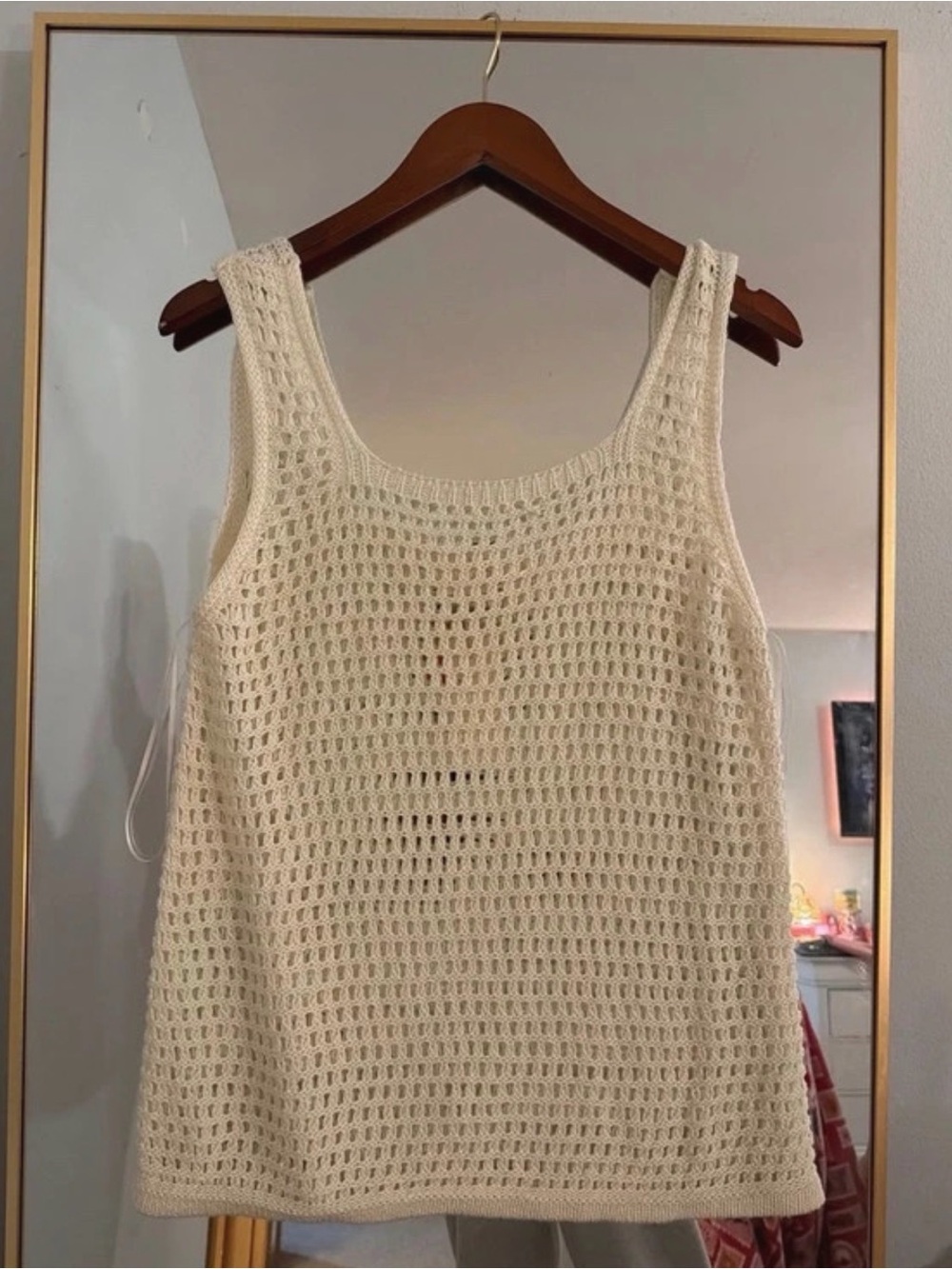 NWT By Together Small Cream Crochet Knit Tank Top